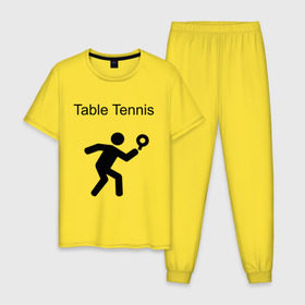 Мужская пижама хлопок с принтом Table Tennis в Тюмени, 100% хлопок | брюки и футболка прямого кроя, без карманов, на брюках мягкая резинка на поясе и по низу штанин
 | tennis