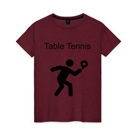 Женская футболка хлопок с принтом Table Tennis в Тюмени, 100% хлопок | прямой крой, круглый вырез горловины, длина до линии бедер, слегка спущенное плечо | tennis
