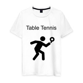 Мужская футболка хлопок с принтом Table Tennis в Тюмени, 100% хлопок | прямой крой, круглый вырез горловины, длина до линии бедер, слегка спущенное плечо. | tennis