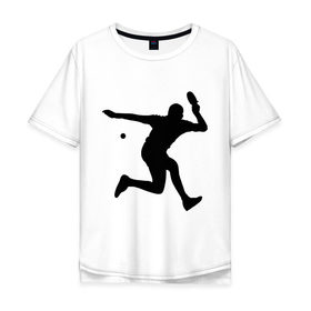 Мужская футболка хлопок Oversize с принтом Table tennis training в Тюмени, 100% хлопок | свободный крой, круглый ворот, “спинка” длиннее передней части | tennis