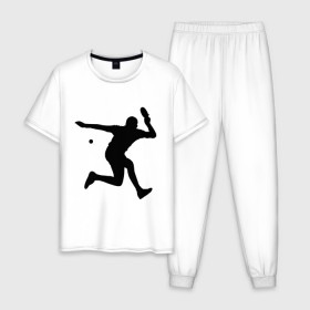 Мужская пижама хлопок с принтом Table tennis training в Тюмени, 100% хлопок | брюки и футболка прямого кроя, без карманов, на брюках мягкая резинка на поясе и по низу штанин
 | tennis