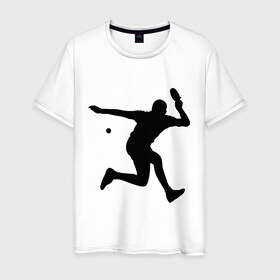Мужская футболка хлопок с принтом Table tennis training в Тюмени, 100% хлопок | прямой крой, круглый вырез горловины, длина до линии бедер, слегка спущенное плечо. | Тематика изображения на принте: tennis
