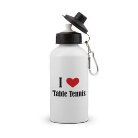 Бутылка спортивная с принтом Я люблю настольный теннис в Тюмени, металл | емкость — 500 мл, в комплекте две пластиковые крышки и карабин для крепления | Тематика изображения на принте: tennis