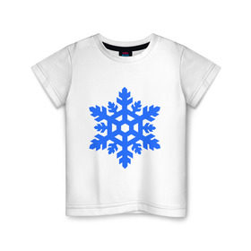 Детская футболка хлопок с принтом Cнежинка в Тюмени, 100% хлопок | круглый вырез горловины, полуприлегающий силуэт, длина до линии бедер | new year | для зимы | нг | новогодний | новый год | снег | снежинка
