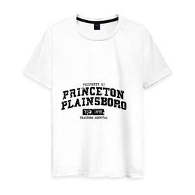 Мужская футболка хлопок с принтом Princeton Plainsboro в Тюмени, 100% хлопок | прямой крой, круглый вырез горловины, длина до линии бедер, слегка спущенное плечо. | everybody lies | haus | house | plainsboro | princeton | все лгут | доктор | хауз | хаус | хью лори