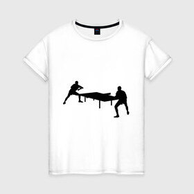 Женская футболка хлопок с принтом Теннисисты в Тюмени, 100% хлопок | прямой крой, круглый вырез горловины, длина до линии бедер, слегка спущенное плечо | tennis