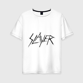 Женская футболка хлопок Oversize с принтом Slayer (2) в Тюмени, 100% хлопок | свободный крой, круглый ворот, спущенный рукав, длина до линии бедер
 | alternative rock | pank | punk | rock | альтернативный рок | метал | панк | рок | тяжелая музыка | хард рок | хеви метал