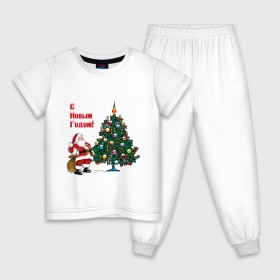 Детская пижама хлопок с принтом Ded Moroz в Тюмени, 100% хлопок |  брюки и футболка прямого кроя, без карманов, на брюках мягкая резинка на поясе и по низу штанин
 | 2012 | new year | дед | дед мороз | елка | елочка | нг | новый 2012 | новый год | подарки | санта | санта клаус