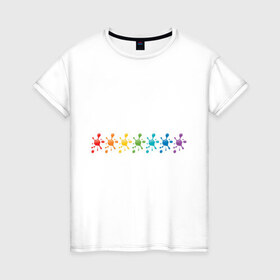 Женская футболка хлопок с принтом Палитра в Тюмени, 100% хлопок | прямой крой, круглый вырез горловины, длина до линии бедер, слегка спущенное плечо | colors | краски | палитра | радуга | цвета
