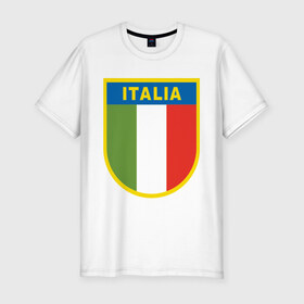 Мужская футболка премиум с принтом Italy в Тюмени, 92% хлопок, 8% лайкра | приталенный силуэт, круглый вырез ворота, длина до линии бедра, короткий рукав | итальянский фк | футбол италии | футбольный клуб италии