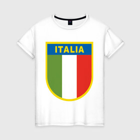 Женская футболка хлопок с принтом Italy в Тюмени, 100% хлопок | прямой крой, круглый вырез горловины, длина до линии бедер, слегка спущенное плечо | итальянский фк | футбол италии | футбольный клуб италии