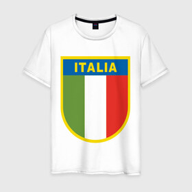 Мужская футболка хлопок с принтом Italy в Тюмени, 100% хлопок | прямой крой, круглый вырез горловины, длина до линии бедер, слегка спущенное плечо. | итальянский фк | футбол италии | футбольный клуб италии
