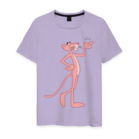 Мужская футболка хлопок с принтом PinkPanther в Тюмени, 100% хлопок | прямой крой, круглый вырез горловины, длина до линии бедер, слегка спущенное плечо. | pink panther | розовая пантера