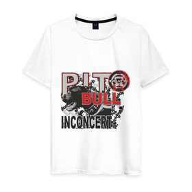 Мужская футболка хлопок с принтом Pitbull в Тюмени, 100% хлопок | прямой крой, круглый вырез горловины, длина до линии бедер, слегка спущенное плечо. | pitbull
