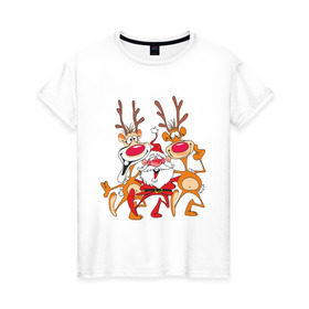 Женская футболка хлопок с принтом Дед Мороз (8) в Тюмени, 100% хлопок | прямой крой, круглый вырез горловины, длина до линии бедер, слегка спущенное плечо | 2012 | new year | дед мороз | мороз | нг | новый 2012 | новый год | олень | санта | санта клаус