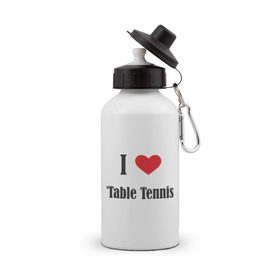 Бутылка спортивная с принтом Настольный теннис (13) в Тюмени, металл | емкость — 500 мл, в комплекте две пластиковые крышки и карабин для крепления | Тематика изображения на принте: настольный теннис | ракетка | тенис | теннис | теннисист | я люблю теннис
