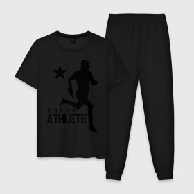 Мужская пижама хлопок с принтом Лёгкая атлетика (4) в Тюмени, 100% хлопок | брюки и футболка прямого кроя, без карманов, на брюках мягкая резинка на поясе и по низу штанин
 | атлет | бег | бегун | легкая атлетика | марафон | марафонец | спринтер
