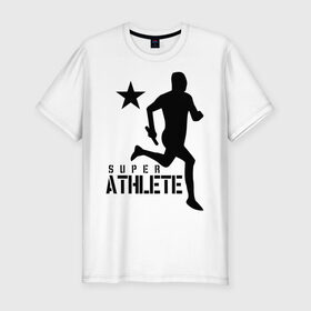 Мужская футболка премиум с принтом Лёгкая атлетика (4) в Тюмени, 92% хлопок, 8% лайкра | приталенный силуэт, круглый вырез ворота, длина до линии бедра, короткий рукав | атлет | бег | бегун | легкая атлетика | марафон | марафонец | спринтер