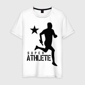 Мужская футболка хлопок с принтом Лёгкая атлетика (4) в Тюмени, 100% хлопок | прямой крой, круглый вырез горловины, длина до линии бедер, слегка спущенное плечо. | Тематика изображения на принте: атлет | бег | бегун | легкая атлетика | марафон | марафонец | спринтер