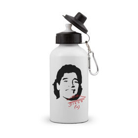 Бутылка спортивная с принтом Diego Maradona в Тюмени, металл | емкость — 500 мл, в комплекте две пластиковые крышки и карабин для крепления | Тематика изображения на принте: diego maradona | footballplayer | аргентина | диего марадона | сборная аргентины