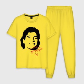 Мужская пижама хлопок с принтом Diego Maradona в Тюмени, 100% хлопок | брюки и футболка прямого кроя, без карманов, на брюках мягкая резинка на поясе и по низу штанин
 | diego maradona | footballplayer | аргентина | диего марадона | сборная аргентины
