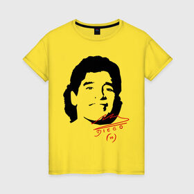 Женская футболка хлопок с принтом Diego Maradona в Тюмени, 100% хлопок | прямой крой, круглый вырез горловины, длина до линии бедер, слегка спущенное плечо | diego maradona | footballplayer | аргентина | диего марадона | сборная аргентины