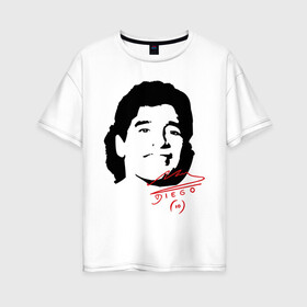 Женская футболка хлопок Oversize с принтом Diego Maradona в Тюмени, 100% хлопок | свободный крой, круглый ворот, спущенный рукав, длина до линии бедер
 | diego maradona | footballplayer | аргентина | диего марадона | сборная аргентины