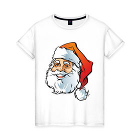 Женская футболка хлопок с принтом Дед Мороз в Тюмени, 100% хлопок | прямой крой, круглый вырез горловины, длина до линии бедер, слегка спущенное плечо | дед | дед  отморозок | дед мороз | нг | новый год | отморозок
