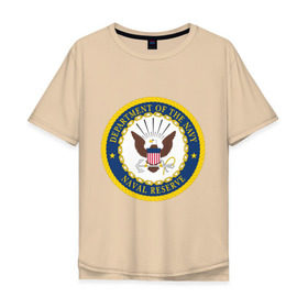 Мужская футболка хлопок Oversize с принтом Военно-морское министерство США в Тюмени, 100% хлопок | свободный крой, круглый ворот, “спинка” длиннее передней части | нави