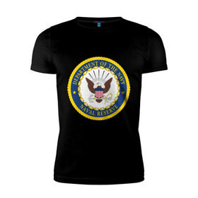 Мужская футболка премиум с принтом Военно-морское министерство США в Тюмени, 92% хлопок, 8% лайкра | приталенный силуэт, круглый вырез ворота, длина до линии бедра, короткий рукав | нави