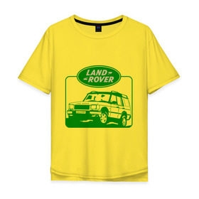 Мужская футболка хлопок Oversize с принтом Land Rover в Тюмени, 100% хлопок | свободный крой, круглый ворот, “спинка” длиннее передней части | Тематика изображения на принте: auto | land rover | rover | авто | автобренды | автобрэнды | автомобиль | автомобильные | лэнд ровер | тачки