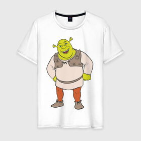 Мужская футболка хлопок с принтом Shrek (2) в Тюмени, 100% хлопок | прямой крой, круглый вырез горловины, длина до линии бедер, слегка спущенное плечо. | Тематика изображения на принте: shrek | шрек
