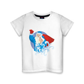 Детская футболка хлопок с принтом Мороз и снегурочка (2) в Тюмени, 100% хлопок | круглый вырез горловины, полуприлегающий силуэт, длина до линии бедер | Тематика изображения на принте: дед | дед  отморозок | дед мороз | нг | новый год | отморозок | снегурка | снегурочка