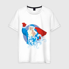 Мужская футболка хлопок с принтом Мороз и снегурочка (2) в Тюмени, 100% хлопок | прямой крой, круглый вырез горловины, длина до линии бедер, слегка спущенное плечо. | дед | дед  отморозок | дед мороз | нг | новый год | отморозок | снегурка | снегурочка