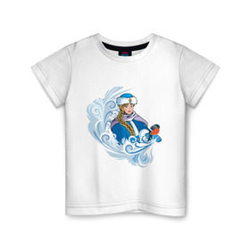 Детская футболка хлопок с принтом Снегурочка и метель в Тюмени, 100% хлопок | круглый вырез горловины, полуприлегающий силуэт, длина до линии бедер | метель | нг | новый год | снегурка | снегурочка | снегурочка и метель