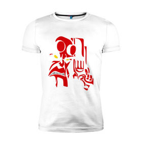 Мужская футболка премиум с принтом Хеллбой (2) в Тюмени, 92% хлопок, 8% лайкра | приталенный силуэт, круглый вырез ворота, длина до линии бедра, короткий рукав | hellboy | хелбой | хеллбой