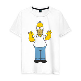 Мужская футболка хлопок с принтом Homer Simpson в Тюмени, 100% хлопок | прямой крой, круглый вырез горловины, длина до линии бедер, слегка спущенное плечо. | 