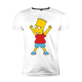 Мужская футболка премиум с принтом Bart Simpson (2) в Тюмени, 92% хлопок, 8% лайкра | приталенный силуэт, круглый вырез ворота, длина до линии бедра, короткий рукав | simpsons | барт | барт симпсон | симсоны | симспоны
