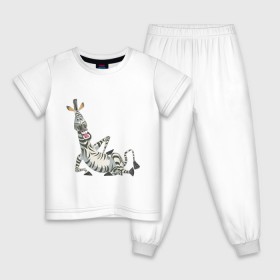 Детская пижама хлопок с принтом Мадагаскар (4) в Тюмени, 100% хлопок |  брюки и футболка прямого кроя, без карманов, на брюках мягкая резинка на поясе и по низу штанин
 | Тематика изображения на принте: madagascar | зебра | мадагаскар