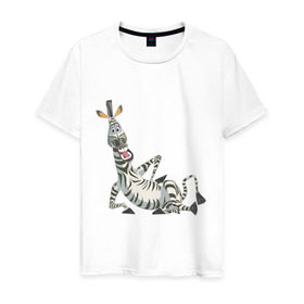 Мужская футболка хлопок с принтом Мадагаскар (4) в Тюмени, 100% хлопок | прямой крой, круглый вырез горловины, длина до линии бедер, слегка спущенное плечо. | madagascar | зебра | мадагаскар