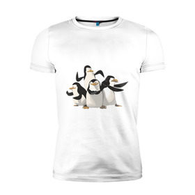 Мужская футболка премиум с принтом Мадагаскар (8) в Тюмени, 92% хлопок, 8% лайкра | приталенный силуэт, круглый вырез ворота, длина до линии бедра, короткий рукав | madagascar | мадагаскар | пингвины