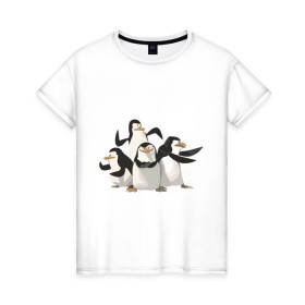 Женская футболка хлопок с принтом Мадагаскар (8) в Тюмени, 100% хлопок | прямой крой, круглый вырез горловины, длина до линии бедер, слегка спущенное плечо | madagascar | мадагаскар | пингвины