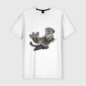 Мужская футболка премиум с принтом Кунг фу Панда (4) в Тюмени, 92% хлопок, 8% лайкра | приталенный силуэт, круглый вырез ворота, длина до линии бедра, короткий рукав | kung fu panda | panda | кунг фу | кунг фу панда