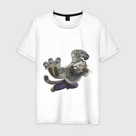 Мужская футболка хлопок с принтом Кунг фу Панда (4) в Тюмени, 100% хлопок | прямой крой, круглый вырез горловины, длина до линии бедер, слегка спущенное плечо. | kung fu panda | panda | кунг фу | кунг фу панда