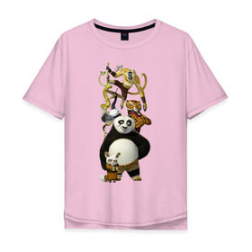 Мужская футболка хлопок Oversize с принтом Кунг фу Панда (10) в Тюмени, 100% хлопок | свободный крой, круглый ворот, “спинка” длиннее передней части | Тематика изображения на принте: kung fu panda | panda | кунг фу | кунг фу панда