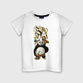Детская футболка хлопок с принтом Кунг фу Панда (10) в Тюмени, 100% хлопок | круглый вырез горловины, полуприлегающий силуэт, длина до линии бедер | kung fu panda | panda | кунг фу | кунг фу панда