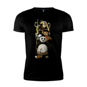 Мужская футболка премиум с принтом Кунг фу Панда (10) в Тюмени, 92% хлопок, 8% лайкра | приталенный силуэт, круглый вырез ворота, длина до линии бедра, короткий рукав | kung fu panda | panda | кунг фу | кунг фу панда