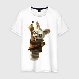 Мужская футболка хлопок с принтом Кунг фу Панда (11) в Тюмени, 100% хлопок | прямой крой, круглый вырез горловины, длина до линии бедер, слегка спущенное плечо. | kung fu panda | panda | кунг фу | кунг фу панда