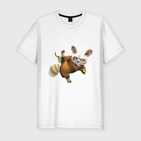 Мужская футболка премиум с принтом Кунг фу Панда (13) в Тюмени, 92% хлопок, 8% лайкра | приталенный силуэт, круглый вырез ворота, длина до линии бедра, короткий рукав | Тематика изображения на принте: kung fu panda | panda | кунг фу | кунг фу панда