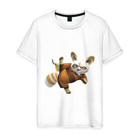 Мужская футболка хлопок с принтом Кунг фу Панда (13) в Тюмени, 100% хлопок | прямой крой, круглый вырез горловины, длина до линии бедер, слегка спущенное плечо. | Тематика изображения на принте: kung fu panda | panda | кунг фу | кунг фу панда